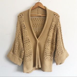 Oversized Sweater Beige Knit Shrug